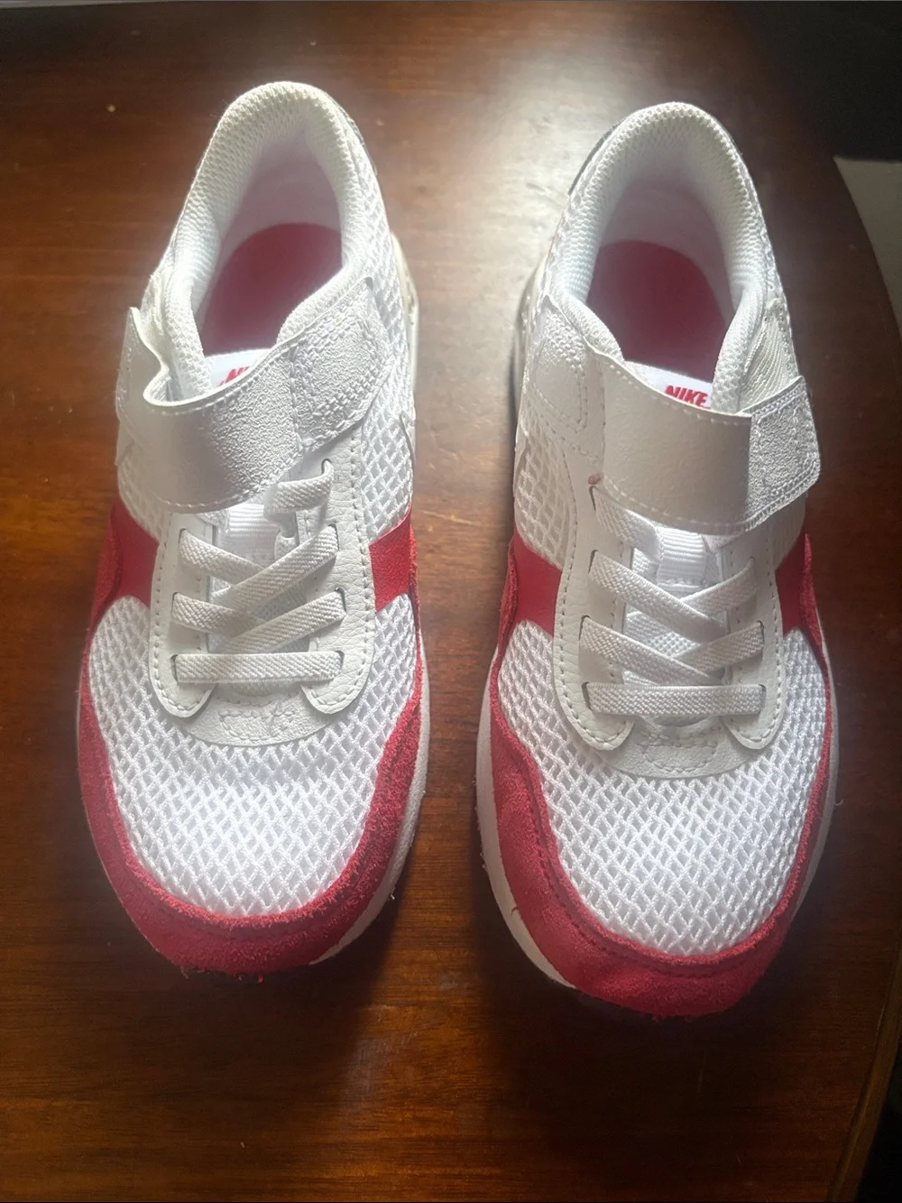 Nike Kids White and Red Velcro Athletic Sneakers
